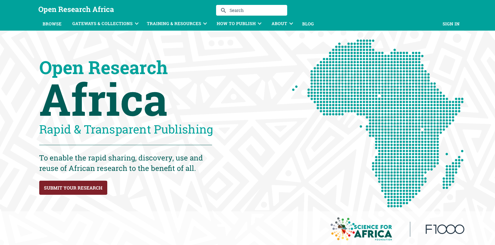Open Research Africa homepage